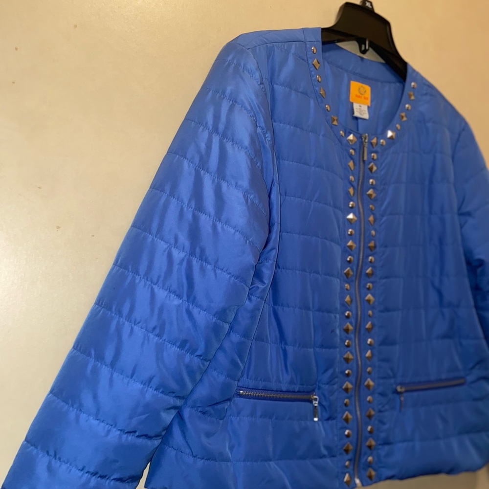 Ruby Rd. Blue Studded Puffer Jacket - Picture 7 of 13